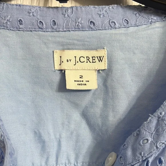 J crew Light Blue Sleeveless Eyelet Dress - Picture 3 of 3